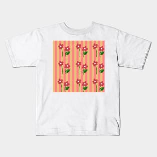 floral and strips Kids T-Shirt